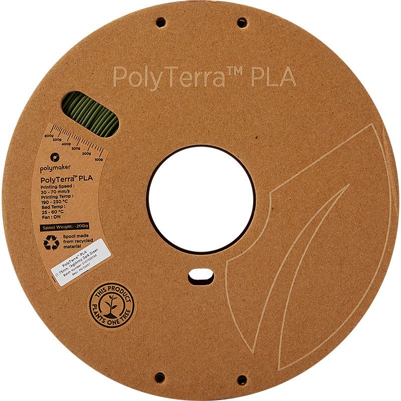 PolyTerra PLA Vert foncé Armée (Army dark green) - 1.75mm - 1 kg PolyTerra PLA Vert foncé Armée (Army dark green) - 1.75mm - 1 kg