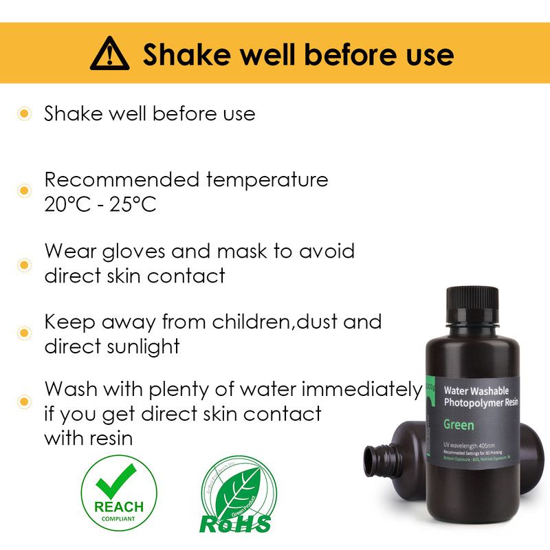 Résine Lavable à l'eau Verte Elegoo - 1000 ml (3) Résine Lavable à l'eau Verte Elegoo - 1000 ml (3)