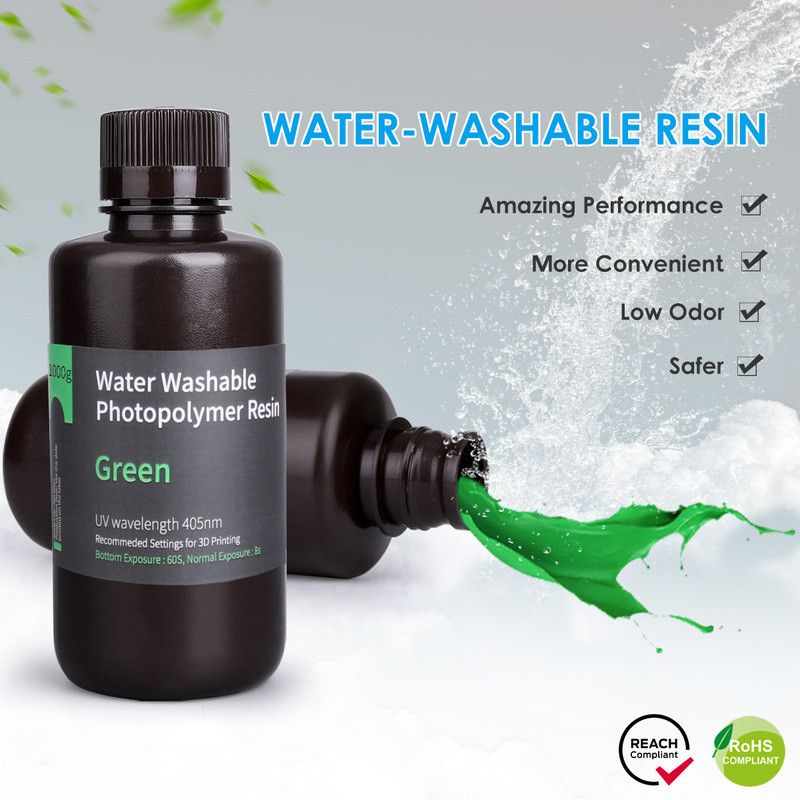 Résine Lavable à l'eau Verte Elegoo - 1000 ml (4) Résine Lavable à l'eau Verte Elegoo - 1000 ml (4)