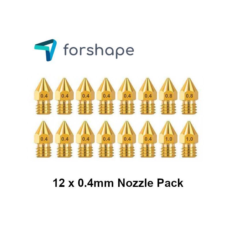 Lot de 12 Buses Laiton MK8 Forshape 0.4mm Lot de 12 Buses Laiton MK8 Forshape 0.4mm