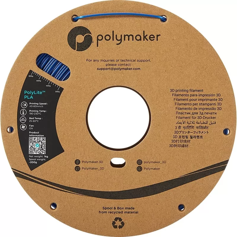 PolyLite PLA Bleu Polymaker - 2.85mm - 1 kg