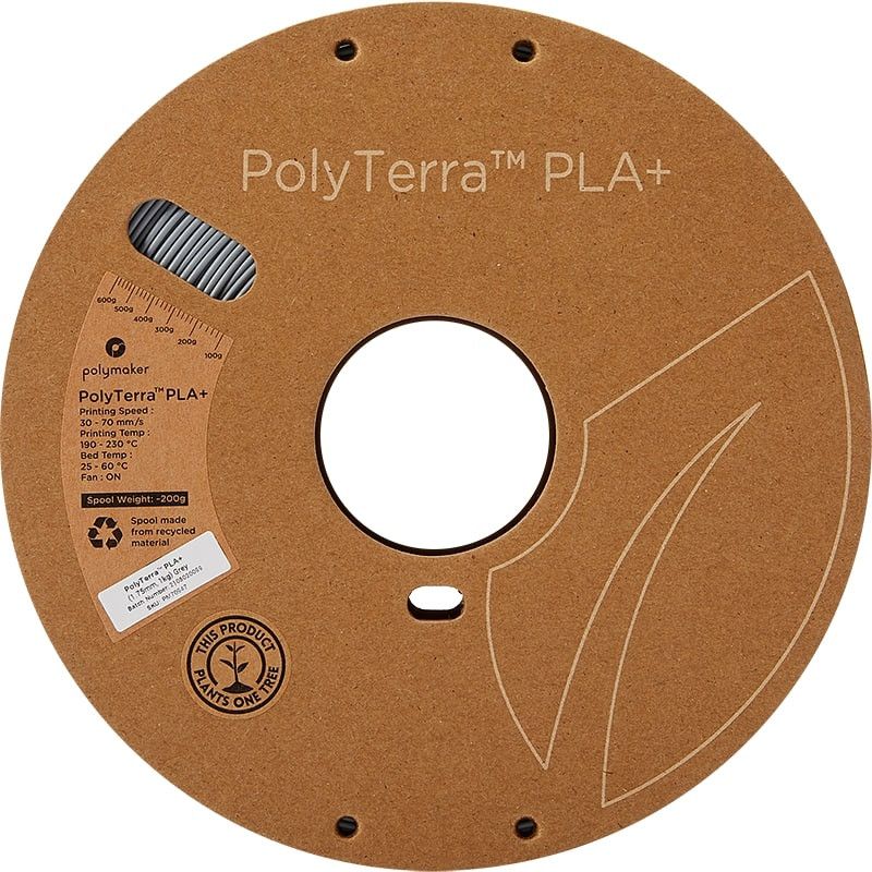 Filament PolyTerra+ PLA+ Gris - 1.75mm - 1 kg Filament PolyTerra+ PLA+ Gris - 1.75mm - 1 kg