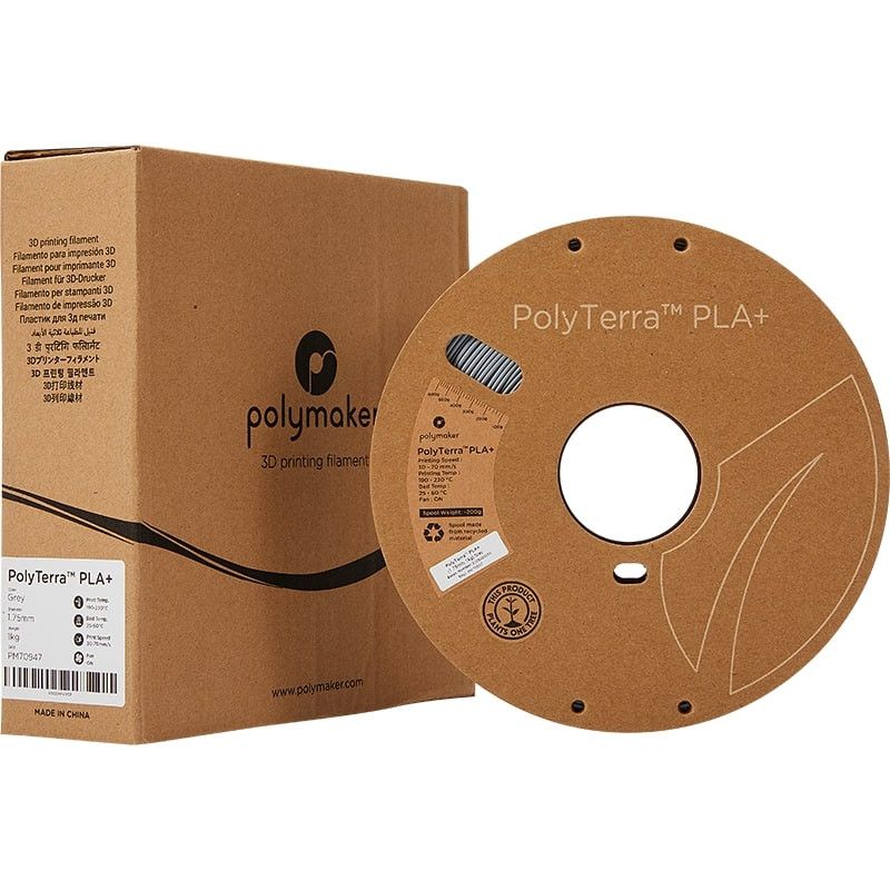 Packaging PolyTerra+ PLA Gris - 1.75mm - 1 kg Packaging PolyTerra+ PLA Gris - 1.75mm - 1 kg